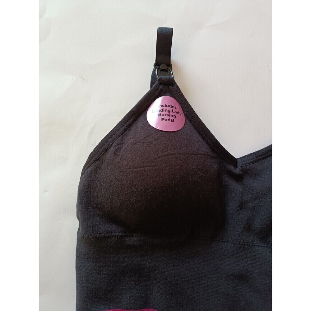 Leading Lady Nursing Bra W Pads Size Small Black Pink Trim Wireles Maternity New - Picture 5 of 6